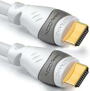 deleyCON 20m (65.62 ft.) HDMI Cable - Compatible to HDMI 2.0a/b/1.4a UHD Ultra HD 4K 30Hz 3D 1080p 2160p ARC TV LED Projector OLED PC - White Gray