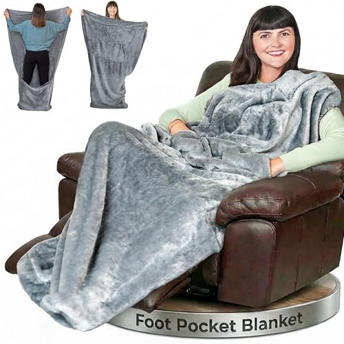 EzrAllora Fleece Lightweight Foot Pocket Blanket -Patent Pending- Gamer Gift for Men Who...