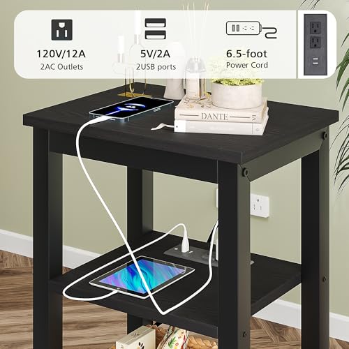 Image of VECELO Modern Nightstands X-Design Side End Table Night Stand with Storage Shelf for Bedroom, Living Room, Engineered Wood