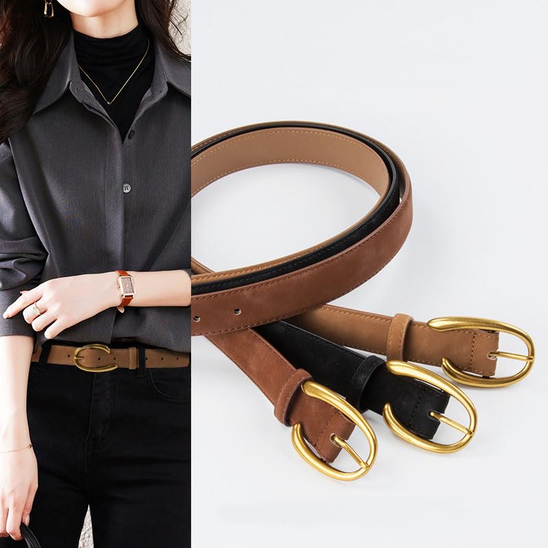 Women Leather Belt for Jeans Pants Dresses Fashion Designer Belt Suede Belt with Gold Buckle2