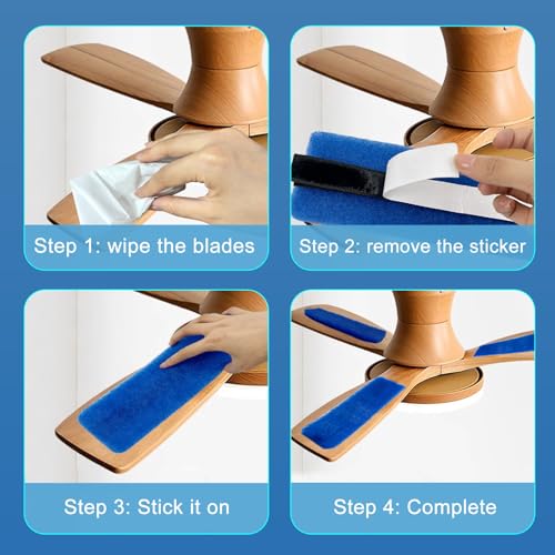 Image of 20 PCS Ceiling Fan Filter - MERV 6 Upgraded Adhesive Backed Easy Fit Universal Ceiling Fan Air Filter for Fan Blade Top Family Room Home Bedroom Kitchen Office, Blue