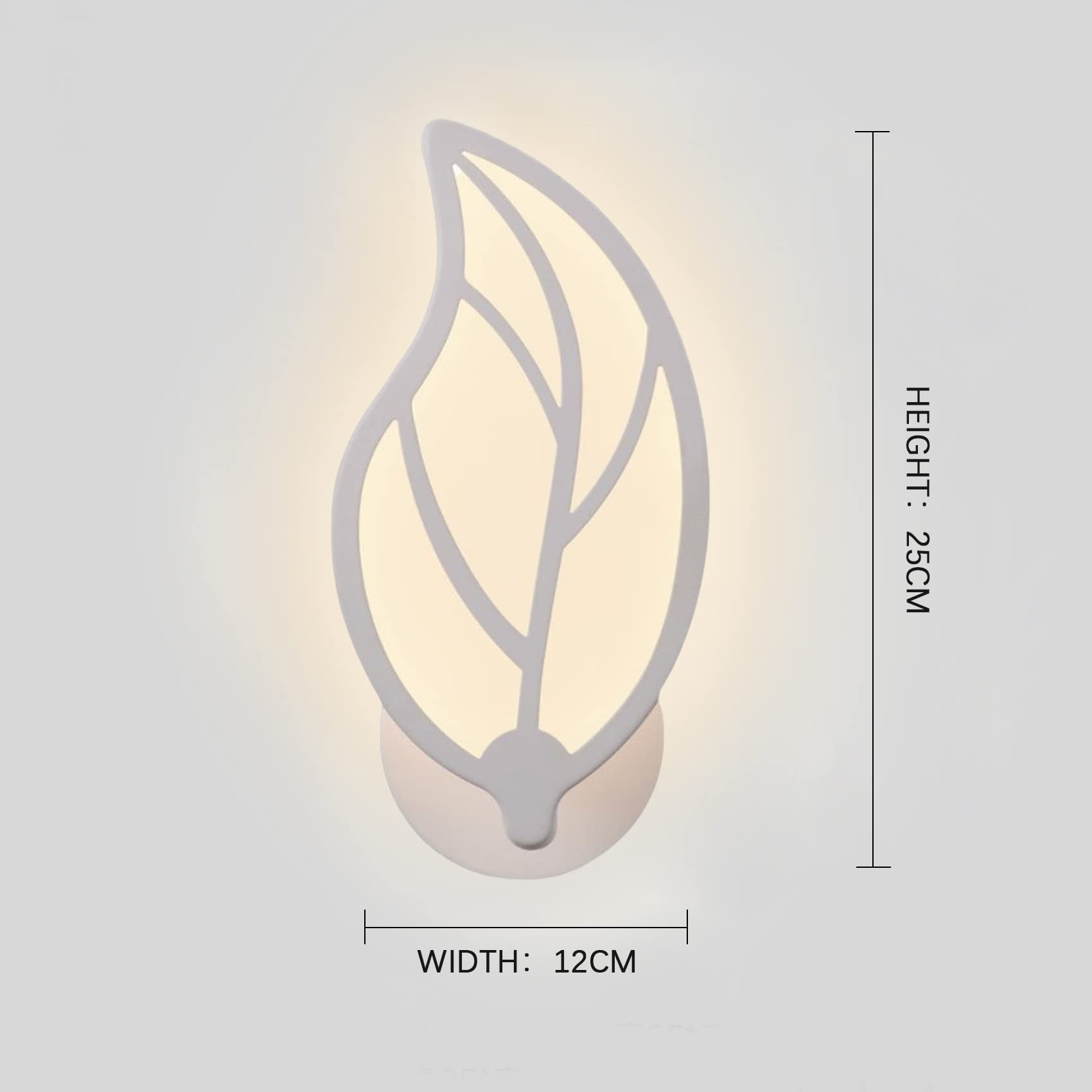 12W Wandleuchte Innen, Acryl Wandlampe Innen, Blatt Design Weiße LED Wandleuchte, Wandleuchte Kinderzimmer, Wandlampe Modern für Wohnzimmer, Schlafzimmer, Nachttisch (Dreifarbiges Licht)