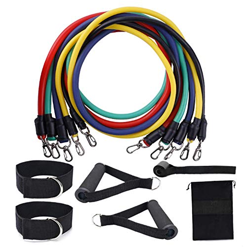 ZYX Resistance Bands Set Expander Yoga Exercise Fitness Rubber Tubes Band Stretch Training Home Gyms Workout Elastic Pull Rope,Latex 11 piece set