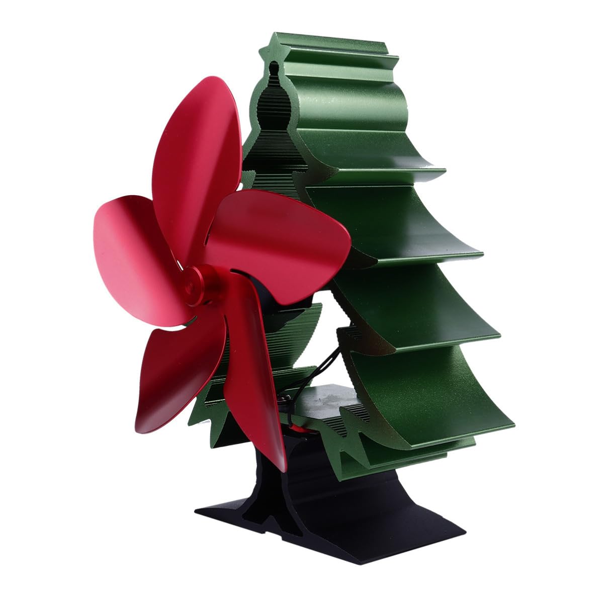 Ventola Termocamino a Forma di Albero, Metallo Rosso, Silenziosa