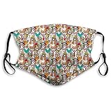 Comfortable Printed mask,Dog, Hipster Bulldog Schnauzer Pug Breeds with Glasses Hats Scarf Pattern...