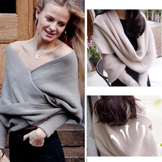 Scarf with Sleeves for Women, 2024 Trend Sweater Scarf with Sleeves, Multifunctional Cozy Scarf Crochet Wrap4