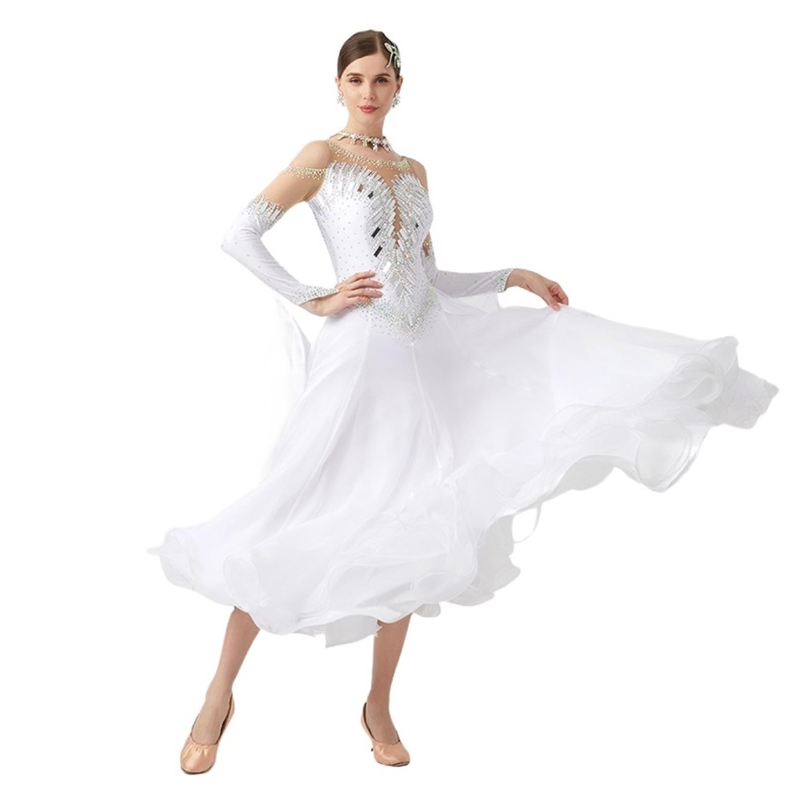 Trikot Mädchen Frauen Modern Dance Strass Farbe Vielfalt Kleid Ballsaal Nationalen Standard Walzer Wettbewerb Leistung