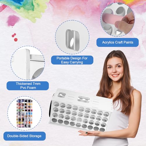 Image of 360 Acrylic Paint Organizer, 72 Holes, 2 Oz Craft Paint Holder Rack, White