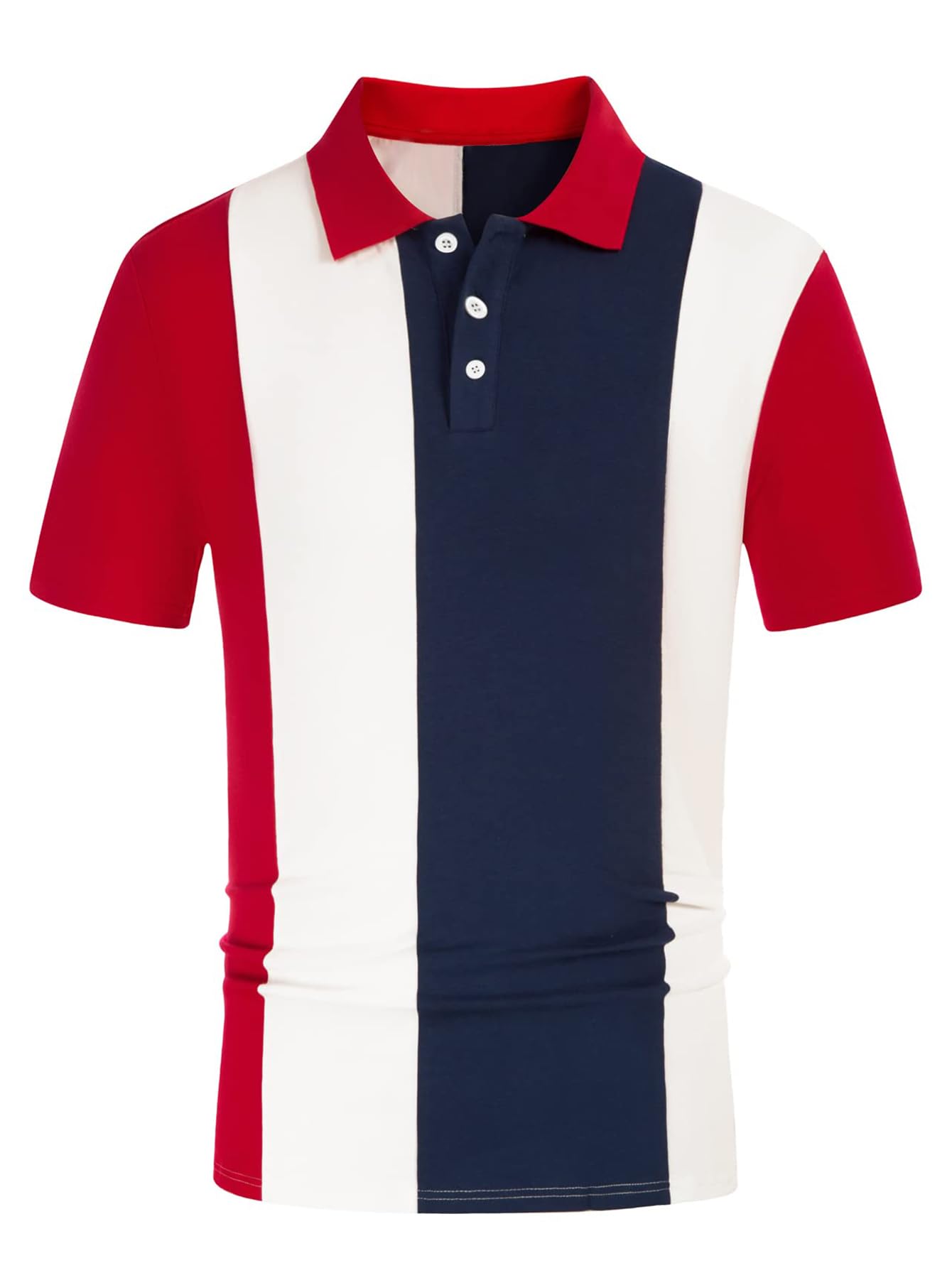 AIYINOMens Short Sleeve Polo Shirts Vintage Striped Lightweight Knitting Golf Shirts