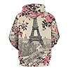 pmoyh Vintage Tower Pink Roses Pullover Long Sleeve Hoodie Hooded Top Casual Sweatshirt for Men and Women S #3
