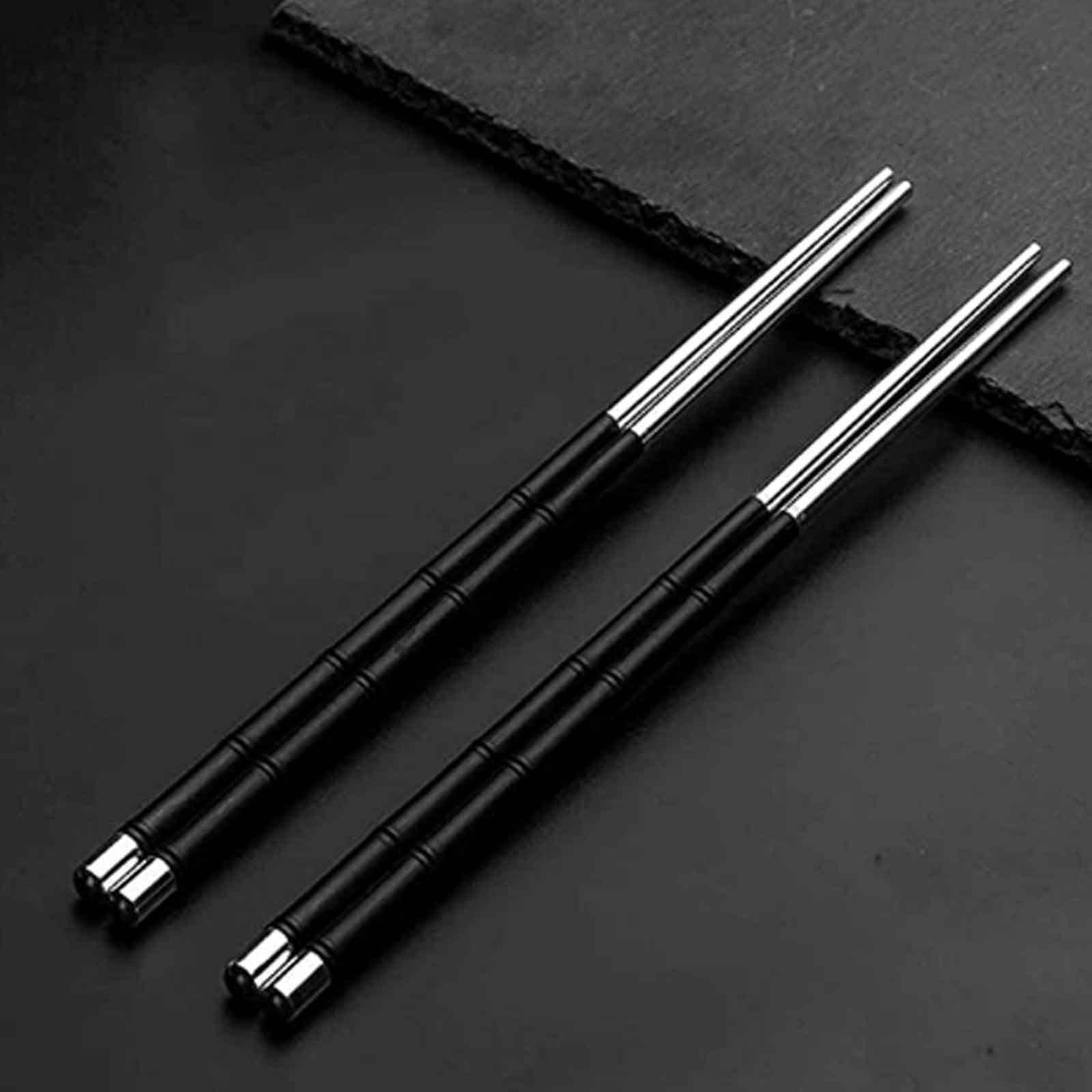 Bacchette, Bacchette Cinesi Lavabili Fughe riutilizzabili, Bacchette di Metallo, Bacchette d'Argento 999, Set di Bacchette in Legno Ebano, Riutilizzabile, lavastoviglie (Size : 2)