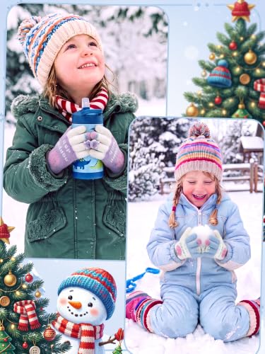 Image of EBOOT 3 Pairs Winter Kids Gloves Warm | Toddler Gloves for Boys Girls Outdoor, Full Finger Fluffy Soft Mittens for 1-11 Years Children, Multiple Colors