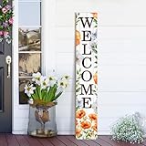Spring Welcome Wooden Porch Sign 47.2' Spring Large Welcome Porch Sign Vertical Indoor Outdoor Standing Sign for Home Front Door Yard Season Decor