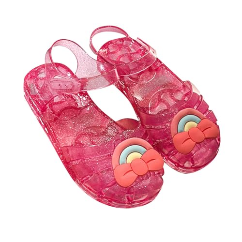 Girls Sandals Cute Rainbow Bowknot Jelly Shoes Summer Outdoor Casual Closed Toe Dress Flat Sandal with Ankle Strap
