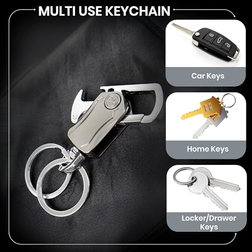 Image of Storite Rotating Gyro Spinner Keychain for Men & Women with Double Ring Multi-Functional Bottle Opener Metal Fidget Key Holder Car,Bike & House Keys Organizer, EDC Accessory for Men & Women