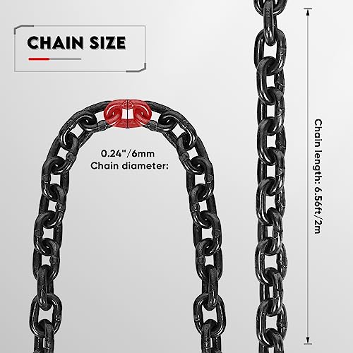 Chaîne de levage robuste 2m double tonne avec crochets de sécurité - 2