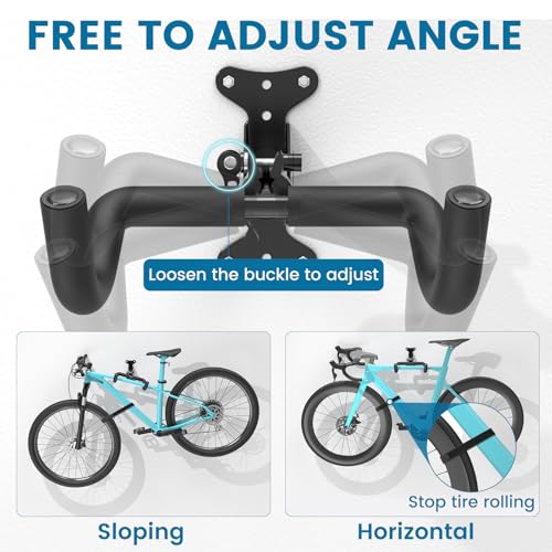 Image of Housolution Bike Wall Mount - [1 Pack] EVA Foam Padded up to 48.5 lbs, Carbon Steel, Valve Mechanism, Heavy-Duty Adjustable Bike Wall Hanger for Road, Mountain and Hybrid Bikes, Garage & Apartment