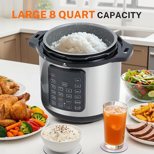 Simple Deluxe 8QT 16-in-1 Multi Electric Pressure Cooker, Non-Stick Stainless Steel Multi-Cooker for Yogurt Maker, Slow Cook, Sauté, Cake, & Warmer, 8 Quarts - Image 4