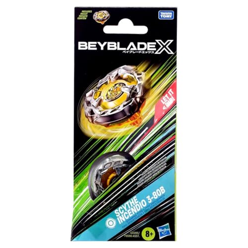 Beyblade X Scythe Incendio 3-80B Booster Pack Set, Stamina Type Top con Balance Blade, Bey Toy personalizzabile per bambini 8+, Beystadium & Launcher venduti separatamente