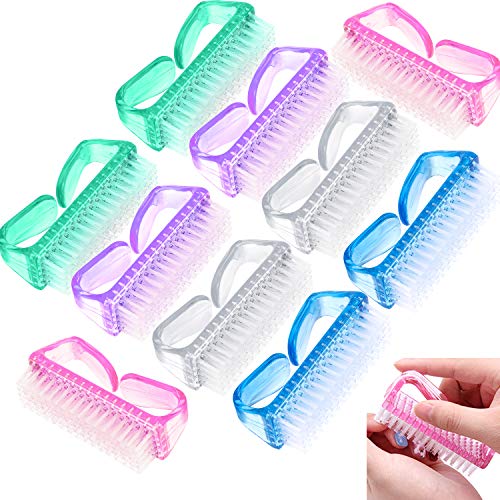 BQTQ 10 Pieces Pedicure Brush Handle Grip Nail Brush Fingernail Brush Nail Scrubber Brushes for Toes and Nails Cleaning
