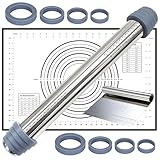 Mattarello con Spessori Anelli Rimovibili in 4 Misure - Mattarello Acciaio Inox, Antiaderente 42 cm con Spianatoia per Impastare e Tarocco, …