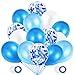 Globos Azules y Blancos,60 Piezas Azul Globos con Confeti para Bebe 1 Año Cumpleaños,Niño Bautizos Comunion Baby Shower Azul,Bodas Aniversario Graduacion Fiesta Arco Decoracion