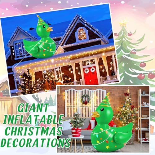 Hungdao 1 Pcs 4 Feet PVC Christmas Giant Inflatable Duck Huge Rubber Large Blow up Duck Christmas Pool Floats for Xmas Holiday Indoor Outdoor Pool Decorations (Christmas Tree) - Image 5