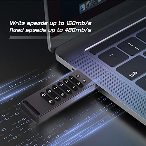 Image of INNOPLUS Secure Flash Drive 256-bit, 64GB Encrypted USB Drive, USB 3.0 Hardware Encryption Flash Drive, Password Protected Flash Drive, Compatible for MAC /Windows /Linux /Embedded System-Gray