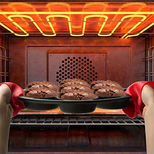 YOLOPLUS+ Pre-seasoned Cast Iron Cake Pan Mini Cake Pan Cast Iron Biscuit Pan, Cast Iron Cookware for Biscuits, Muffins, and Scones - Thumbnail 6