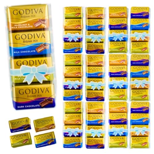 プチギフト G O D I V A バレンタイン チョコレート 退職 義理チョコ 職場 ばらまき 贈り物 プレゼント ギフト 個包装 ホワイトデー まとめ買い 贈答用 (リボン12袋セット(4個入)) (ブルー)