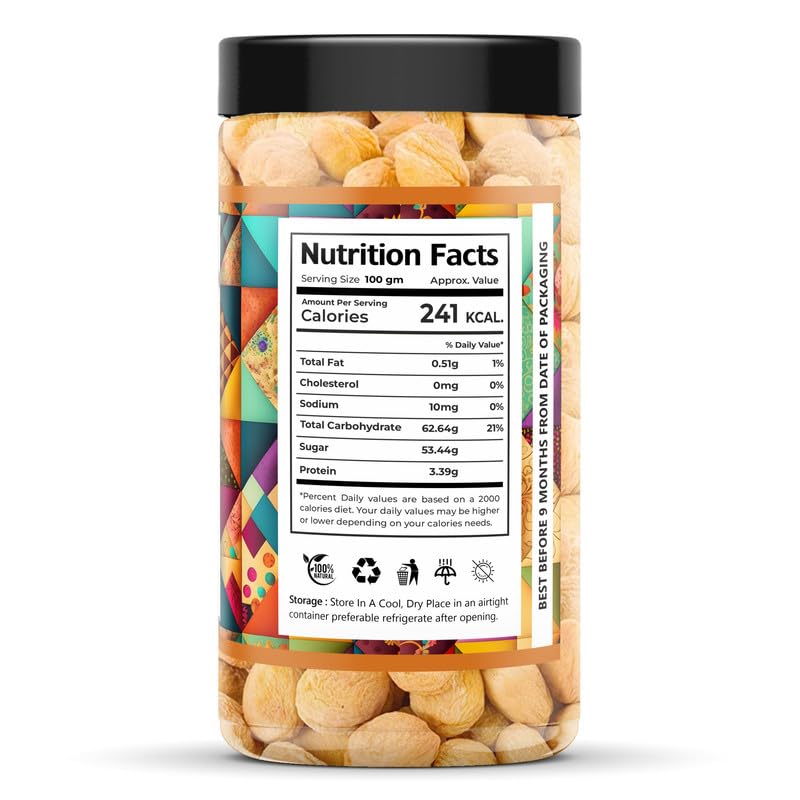 Image of AROMA Premium Turkish Dried Apricots 250gm | Exotic Seedless Khumani /Jardalu Dry Fruits | Whole Natural, Soft & Juicy Healthy Snack (Jar Pack)
