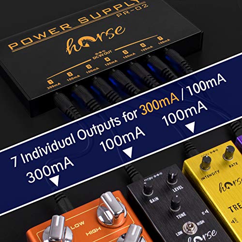 image for Guitar Pedal Power Supply,Horse Portable 7 Isolated DC Output Built-in