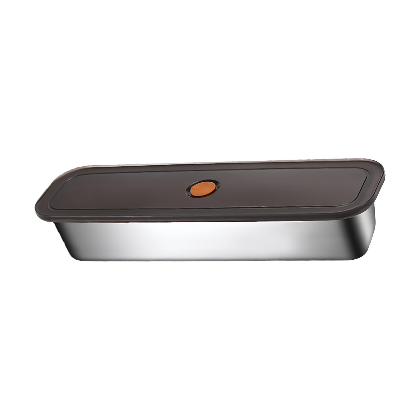 Snorvixre Multipurpose Steel Bacons Tray with Tight Seal Air Tight Food Container Box for Freezers Refrigerator and Lunch Storage Steel Fridge Organizers Box