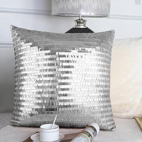 Elvaesther Sequin Decorative Pillow Cover, Glitter...