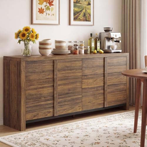 Condemo Sideboard Storage Buffet Cabinet with 6 Drawer, Farmhouse Wooden