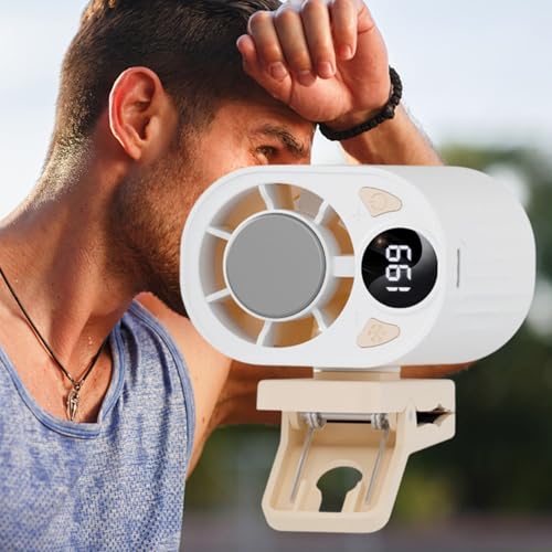 Ventilador de pinza para cinturón portátil personal exterior con pantalla digital 3