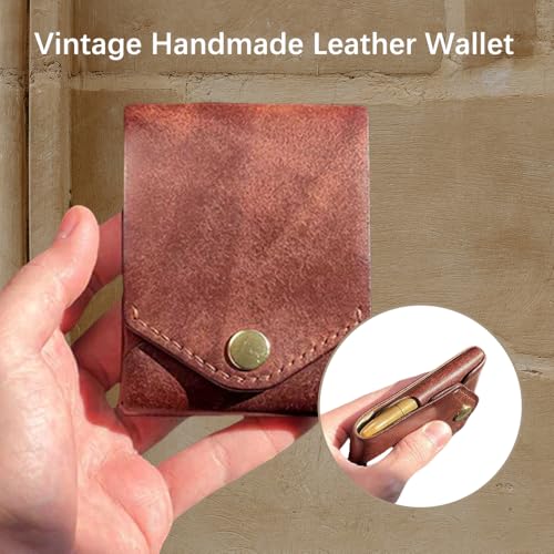 Vintage Handmade Leather Wallet, Slim Multifunctional Card Holder with Built-In Pen Slot, Compact Full-Grain Leather Business Wallet for Cash, Travel, and Everyday Use (Wallet*1)3