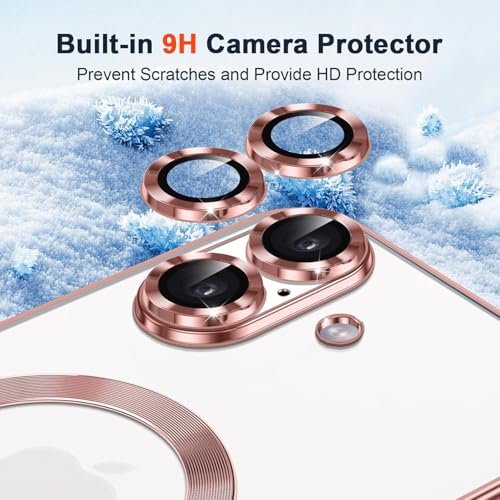 Image of VONZEE Compatible with iPhone 17 Case, MagSafe Compatible Transparent Shockproof Back Cover, Anti-Yellow Slim Protective Case with Camera Protection, Clear Magnetic Phone Case, Ro