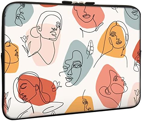 Lapac Laptop Sleeve Bag 13-14 Inch Abstract Faces Sketch, Water Repellent Neoprene Light Weight Computer Skin Bag, Colorful Notebook Carrying Case Cover Bag for 13/14.2 Inch MacBook Pro,MacBook Air