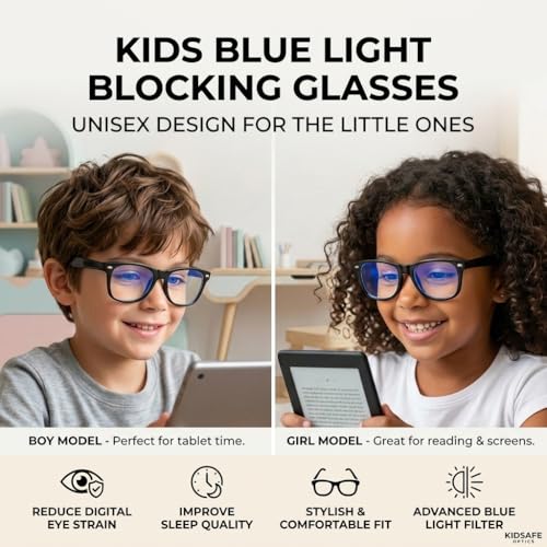 Image of Kids Blue Light Blocking Glasses Rectangle Digital Boys Girl Age for 5-12