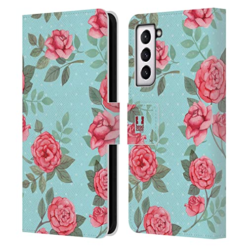 Coque portefeuille Samsung S21 FE 5G en cuir fleurs roses vintage