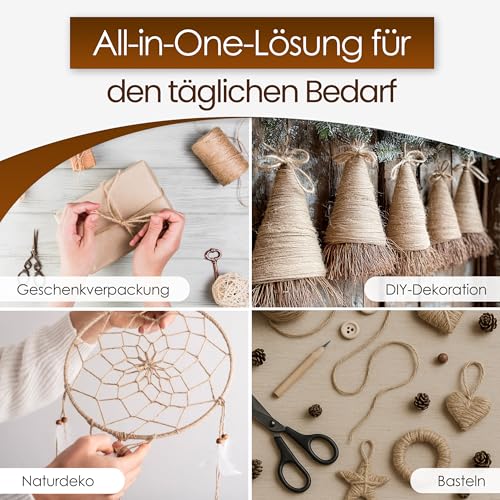 Heimatspäne Juteschnur 100m – Reißfestes Naturgarn für Basteln, Garten und als stabile Paketschnur