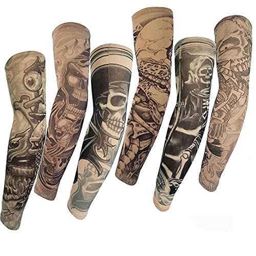 6 Mangas Tatuadas, Tatuajes Temporales Brazo Medias Falsas para Halloween y Fiesta de Carnaval