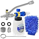 Pressure Washer Foam Cannon with Dual-Connector Tool, Pressure Washer Foam Lance Jet Wash Sprayer with M22-14 and 1/4 Inch Quick Connect, Adjustable Soap Dispenser, 1 Liter, 1/4 Double Tip Attachment