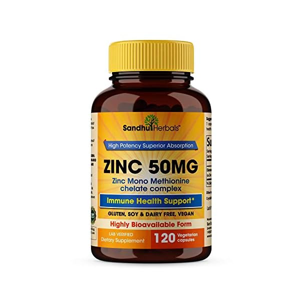 Zinc-50mg-Supplement-120-Vegetarian-Capsules-Zinc-Highly-Absorbable-Supplements-for-Immune-Support-System-Gluten-Free-Zinc-Supplement Zinc 50mg Supplement 120 Vegetarian Capsules, Zinc Highly Absorbable Supplements for Immune Support, Gluten Free