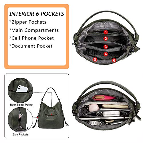Image of Realer Hobo Crossbody Bags for Women Designer Faux Leather Hobo Handbags Retro Large Size Shoulder Bag Bucket Purse