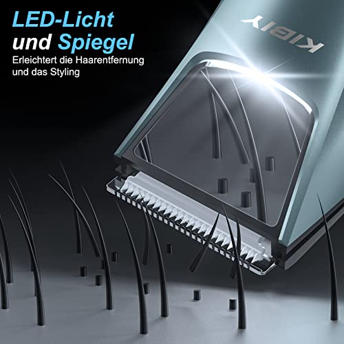 Intimrasierer Mann, Kibiy Elektrischer Körperrasierer Herren mit LED-Licht und Spiegel, IPX7 Wasserdichter Körperhaartrimmer, Profi Bodygroomer mit Keramikklinge und Schutzkamm, Wiederaufladbar - Image 6