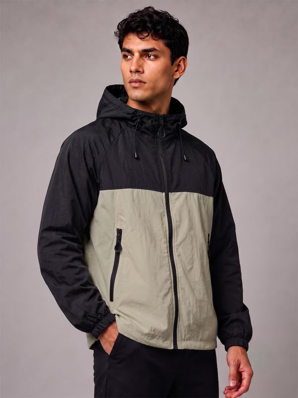 Image of CHKOKKO Windcheater Jacket For Men With Hood UPF 50+ UV Sun Protection | Lightweight Breathable Water-Repellent Windbreaker | Nylon Fabric Outdoor Running Biker Dailywear Jacket
