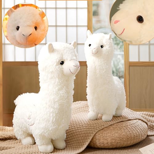 DvBCNMe Alpaka Kuscheltier Lama Kuscheltier Alpaka Geschenk, Kuscheliger Begleiter Für Wohnzimmerdekoration Und Entspannung, Weißes Alpaka Plüschtier 23 cm Weiches PP-Material