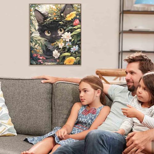 Tiwabb MUYAN0971 Black Cat Flower Stamped Cross Stitch Kits thumb #2